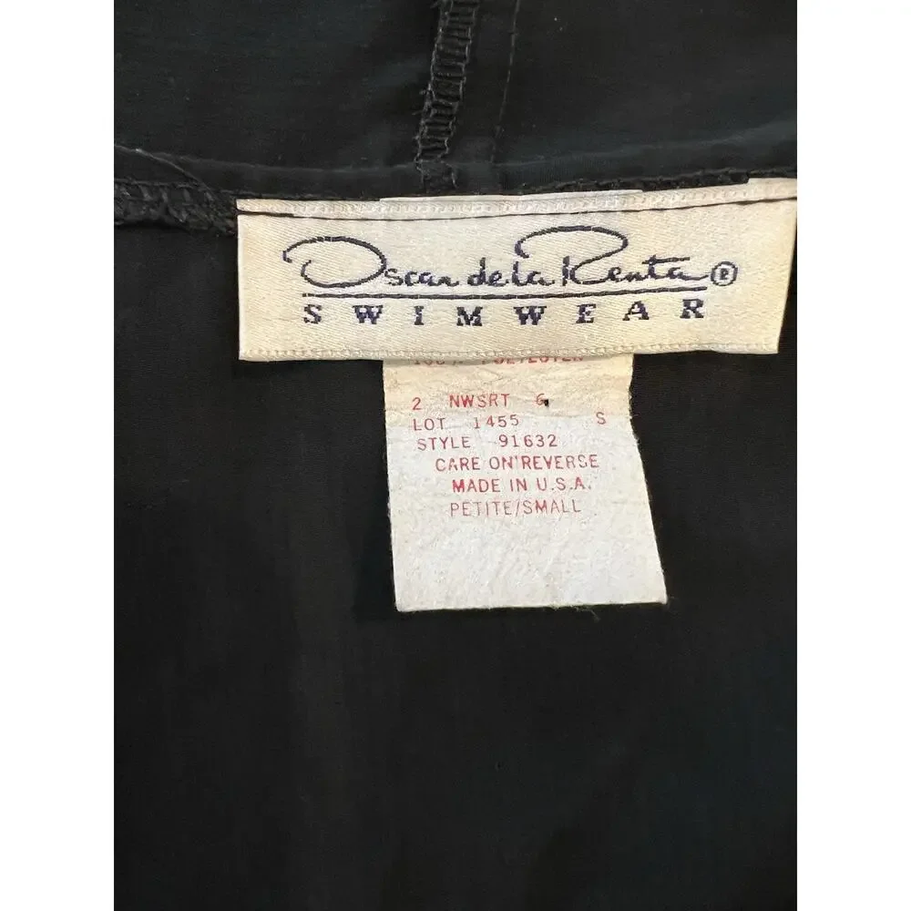 VNTG OSCAR De La RENTA P/S Swimwear BLACK ClassicCover Up Cruise Loungewear 80's
